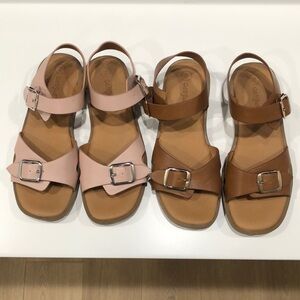 Blush Pink and Tan Girls Cat & Jack size 2 Sandals with Buckle Detail